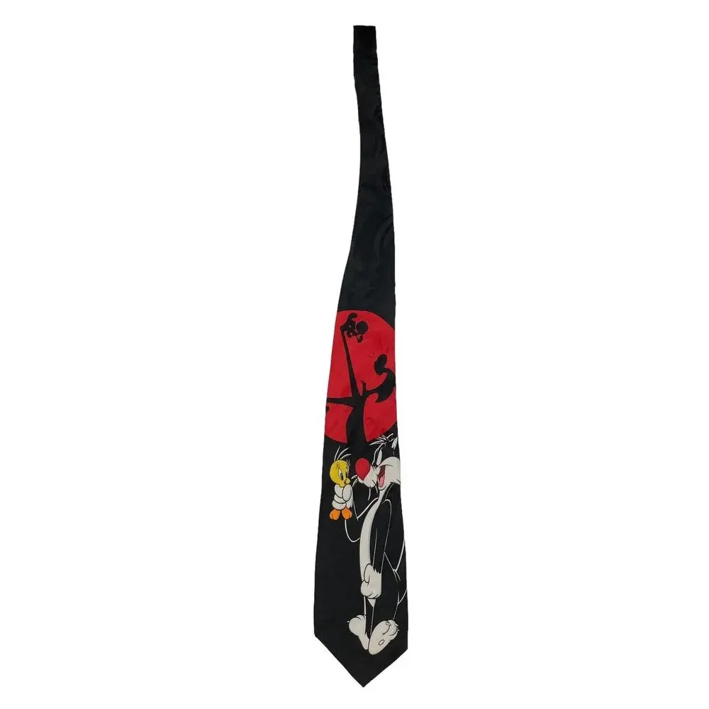 Looney Tunes Mania Sylvester Tweety Cartoon Vintage Novelty Necktie Polyester